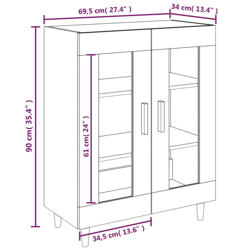 Credenza 69,5x34x90 cm in Legno Multistrato Bianco Lucido - homemem39