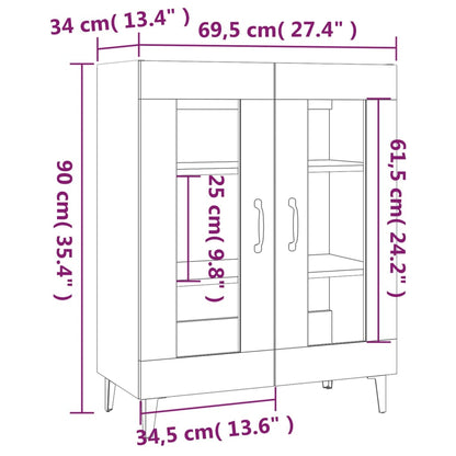 Credenza Grigio Cemento 69,5x34x90 cm in Legno Multistrato - homemem39