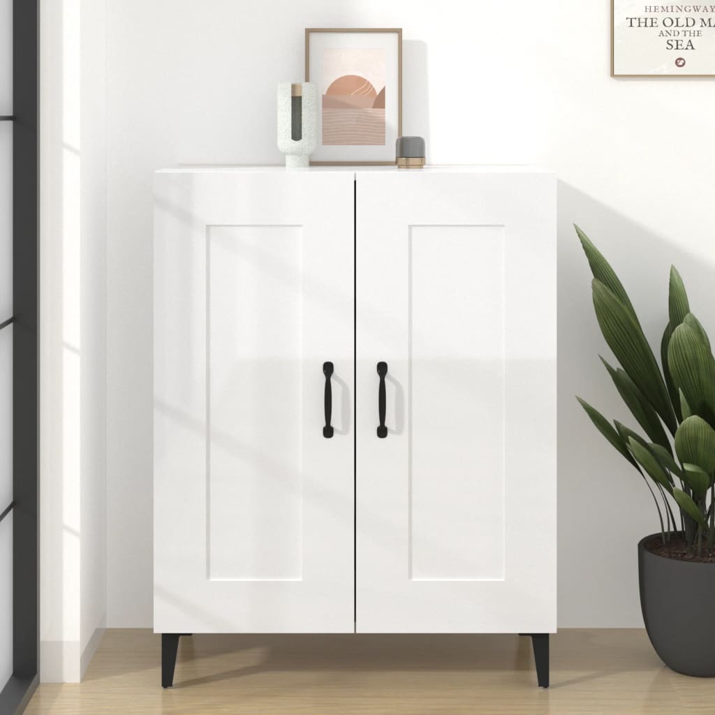 Credenza 69,5x34x90 cm in Legno Multistrato Bianco Lucido - homemem39