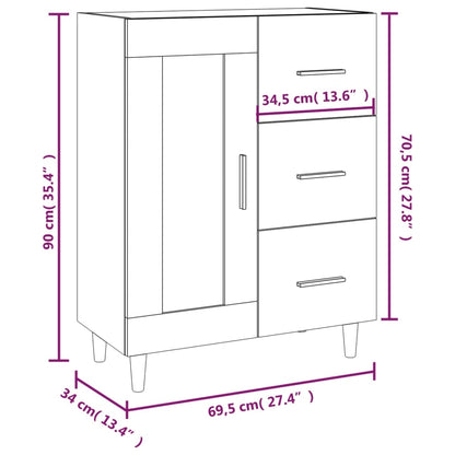 Credenza Bianca 69,5x34x90 cm in Legno Multistrato - homemem39