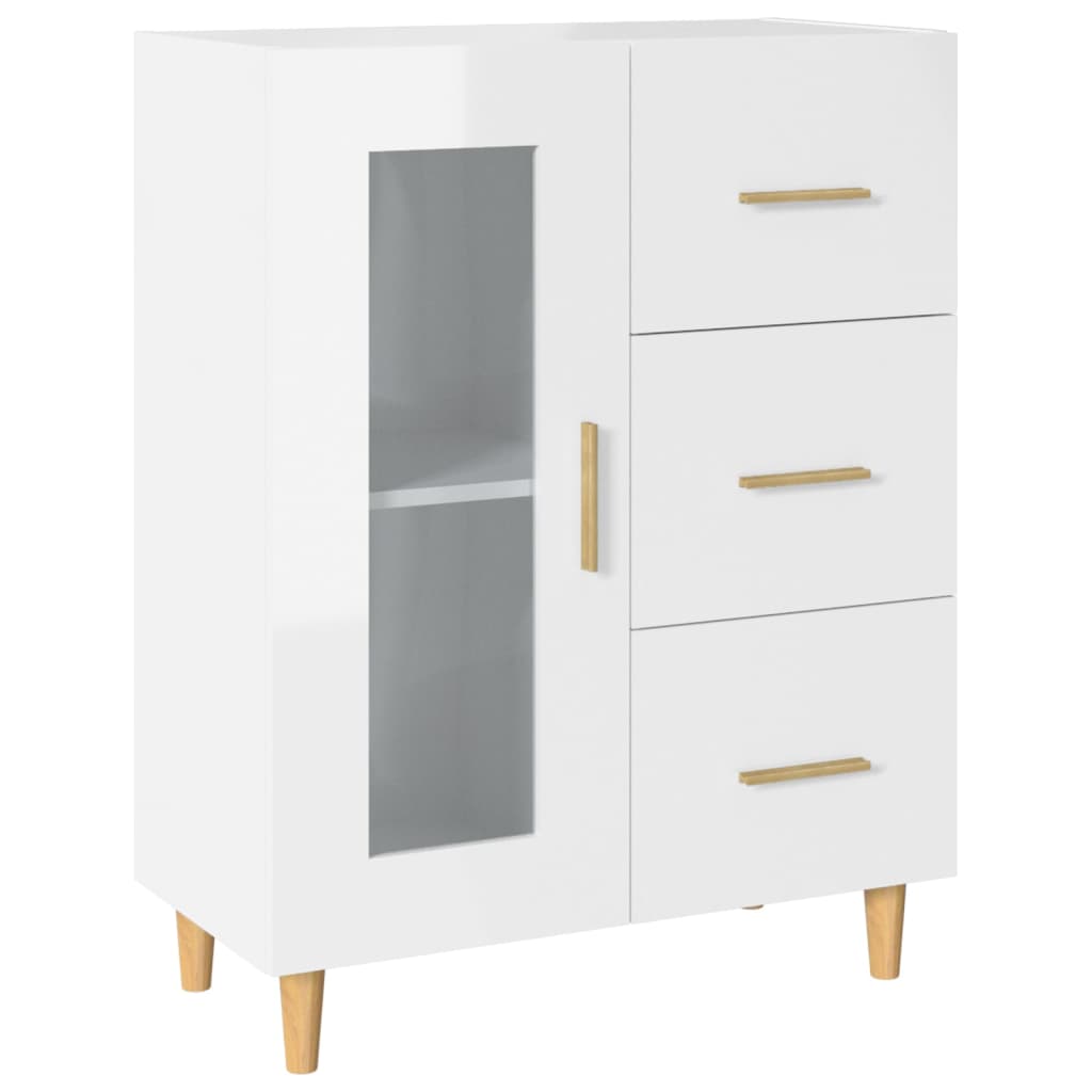 Credenza 69,5x34x90 cm in Legno Multistrato Bianco Lucido - homemem39