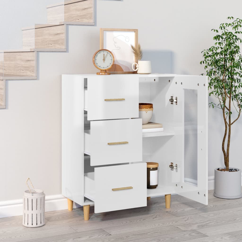 Credenza 69,5x34x90 cm in Legno Multistrato Bianco Lucido - homemem39