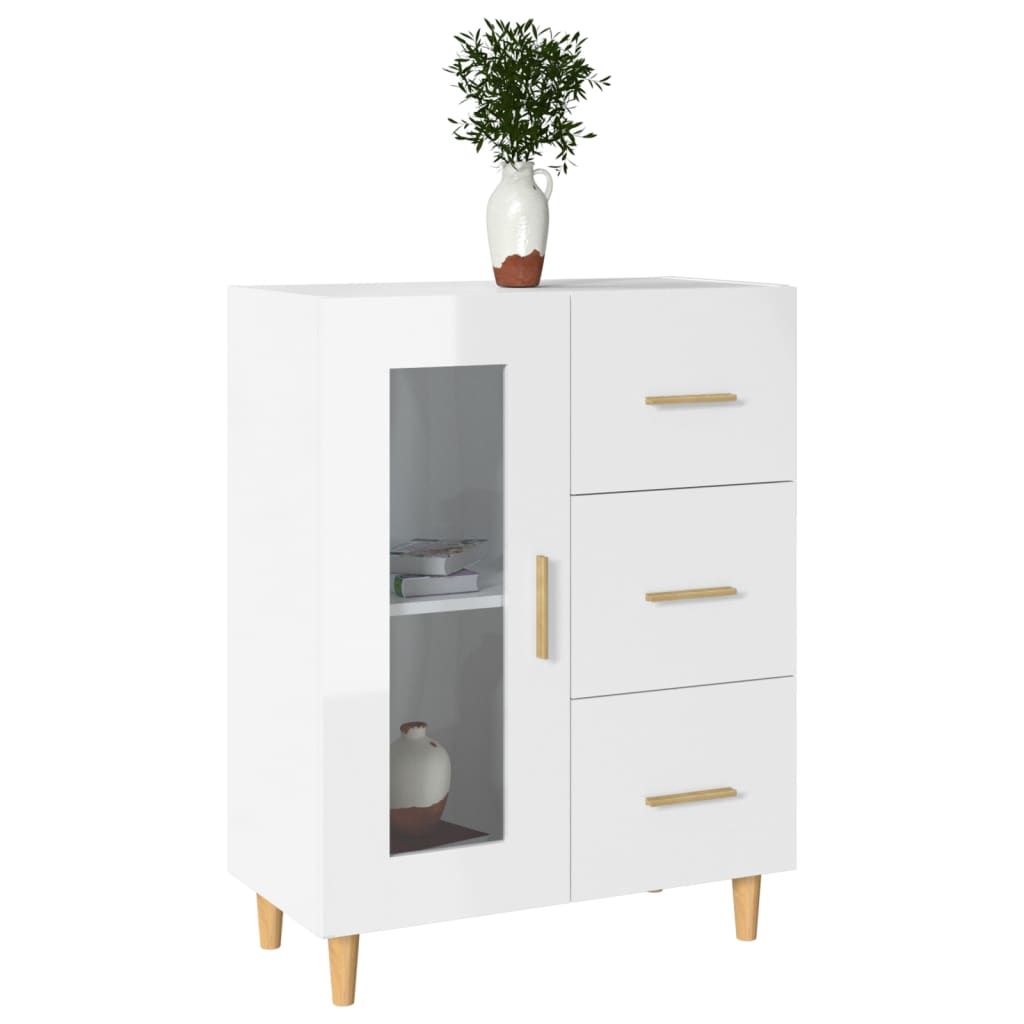 Credenza 69,5x34x90 cm in Legno Multistrato Bianco Lucido - homemem39