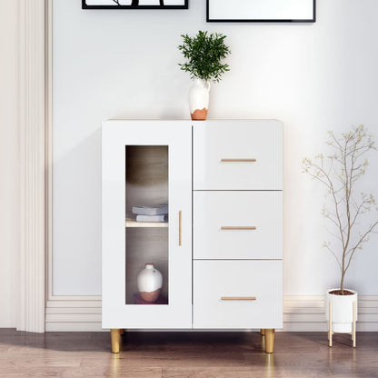 Credenza 69,5x34x90 cm in Legno Multistrato Bianco Lucido - homemem39