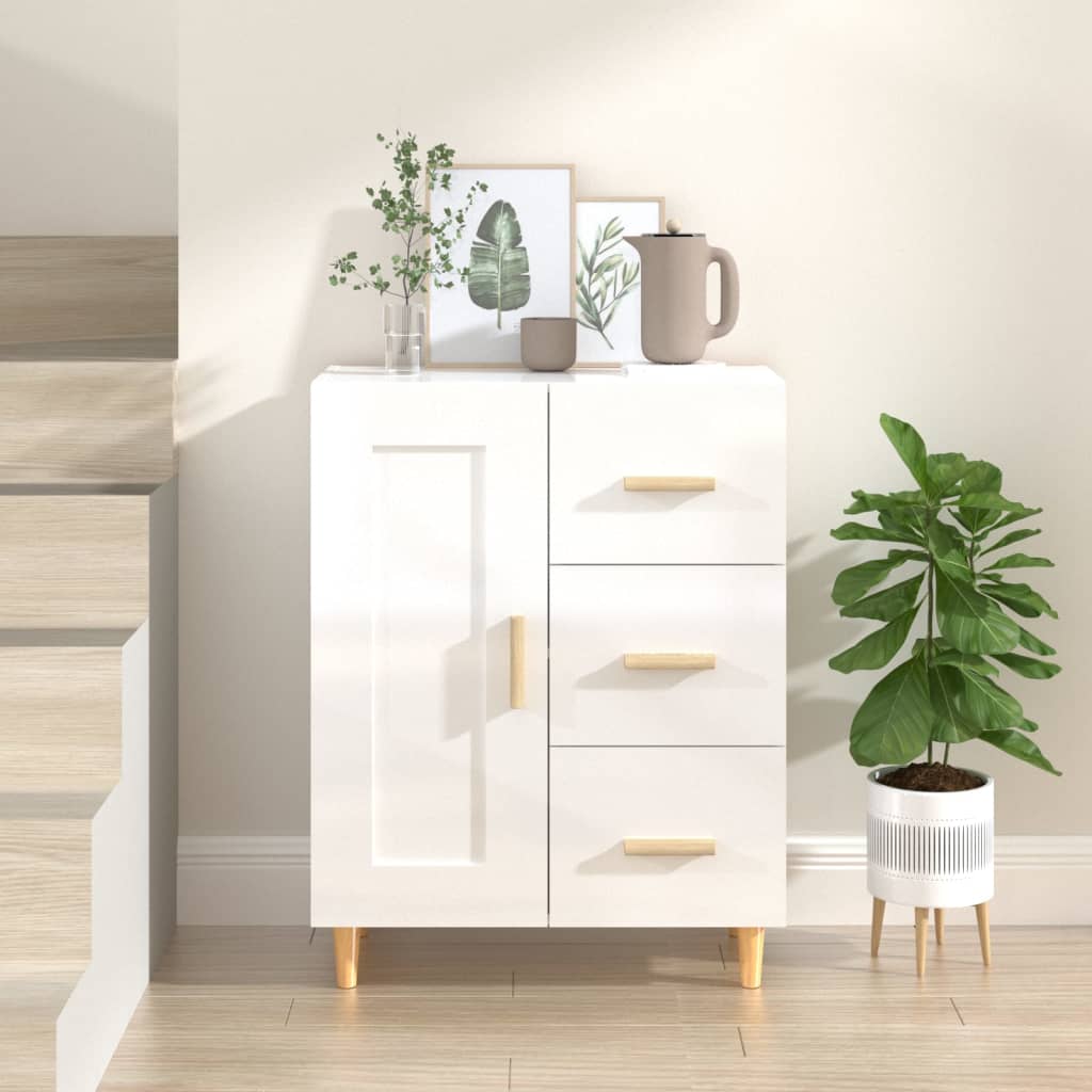 Credenza 69,5x34x90 cm in Legno Multistrato Bianco Lucido - homemem39