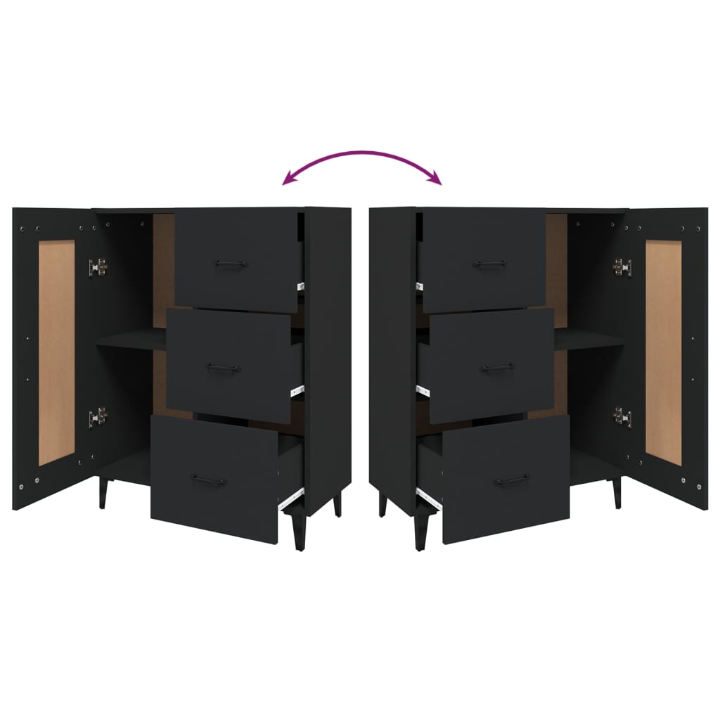 Credenza Nera 69,5x34x90 cm in Legno Multistrato - homemem39