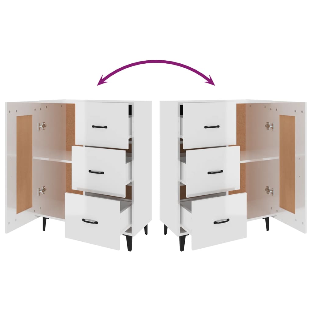 Credenza 69,5x34x90 cm in Legno Multistrato Bianco Lucido - homemem39