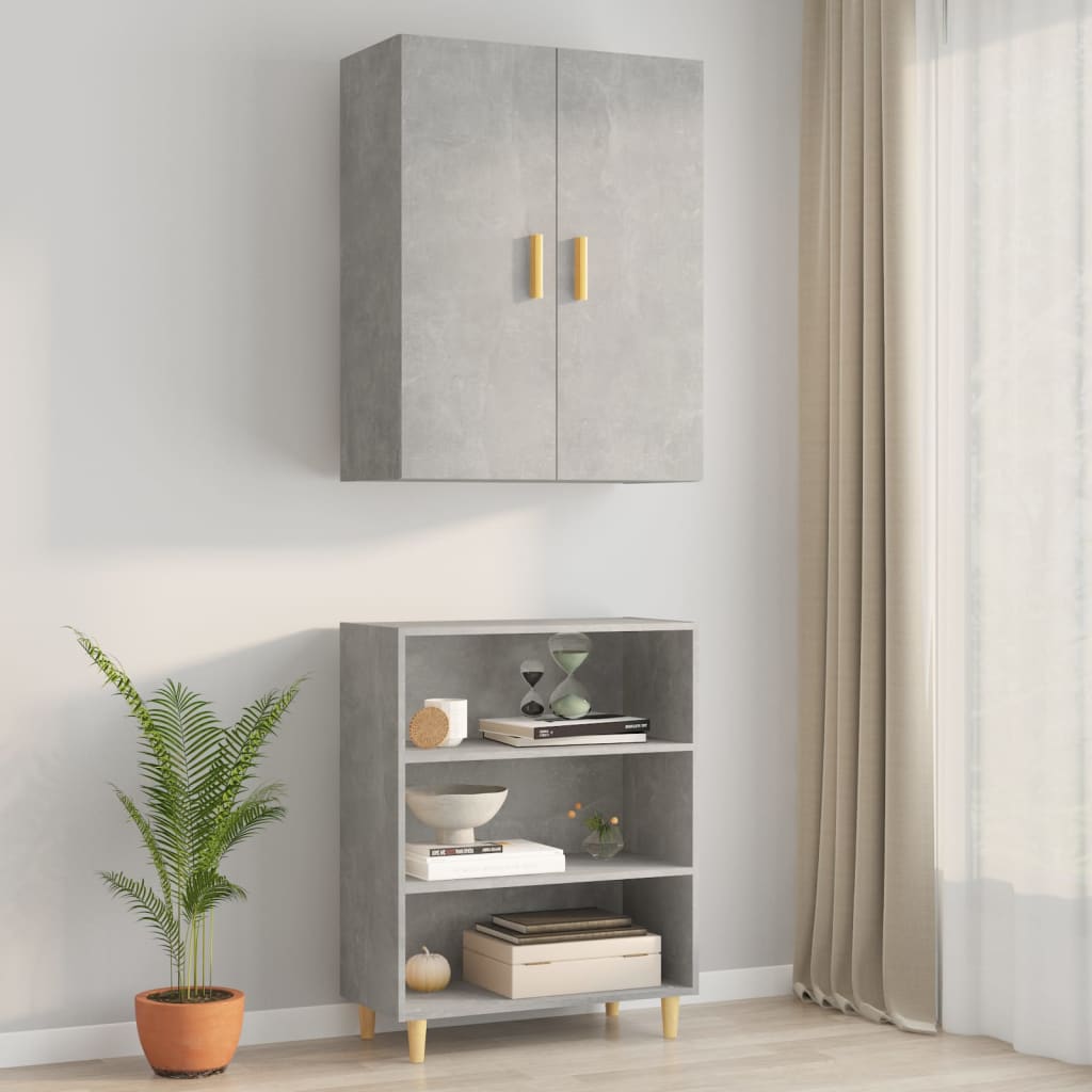 Armadietto Pensile a Parete Grigio Cemento 69,5x34x90 cm - homemem39