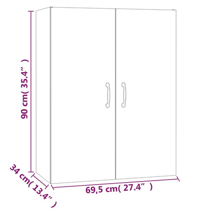 Mobile Pensile Bianco 69,5x34x90 cm in Legno Multistrato - homemem39