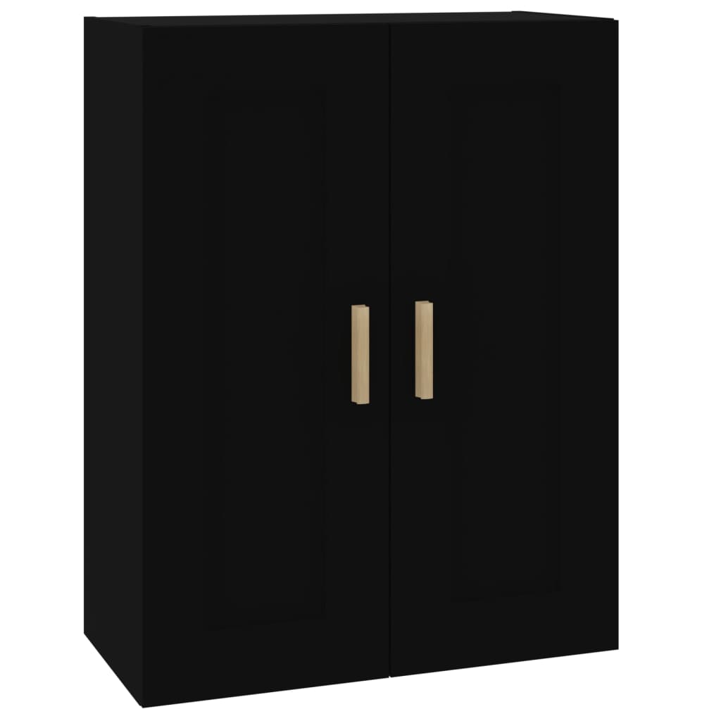 Mobile a Parete Nero 69,5x32,5x90 cm in Legno Multistrato - homemem39