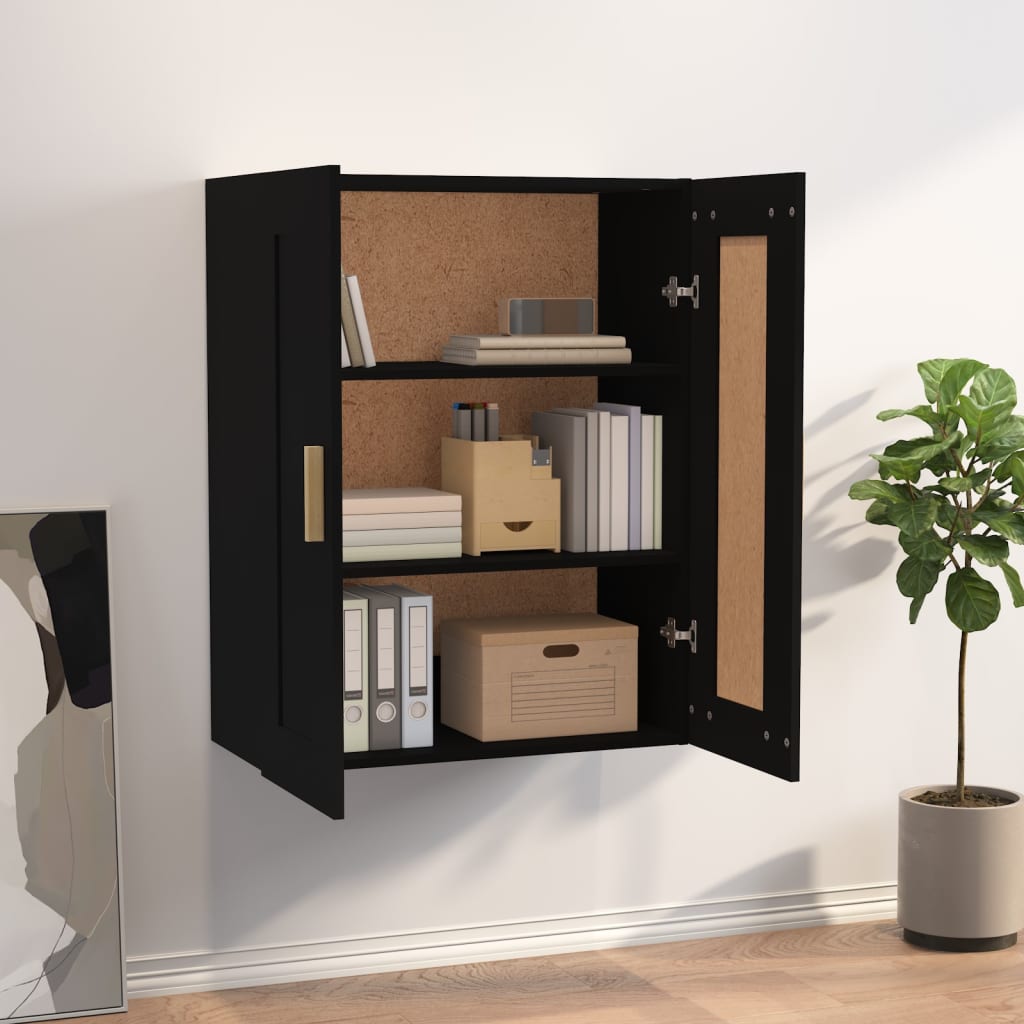 Mobile a Parete Nero 69,5x32,5x90 cm in Legno Multistrato - homemem39