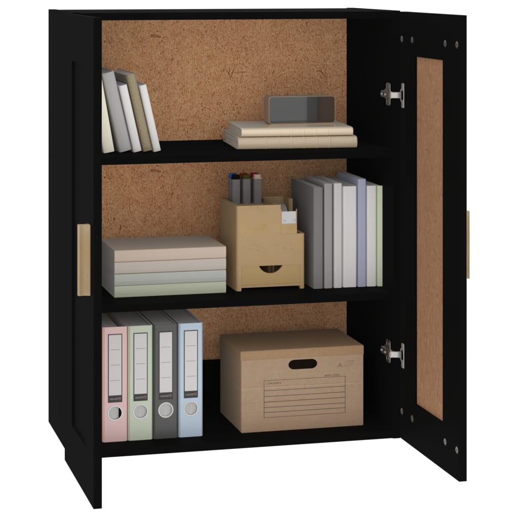 Mobile a Parete Nero 69,5x32,5x90 cm in Legno Multistrato - homemem39