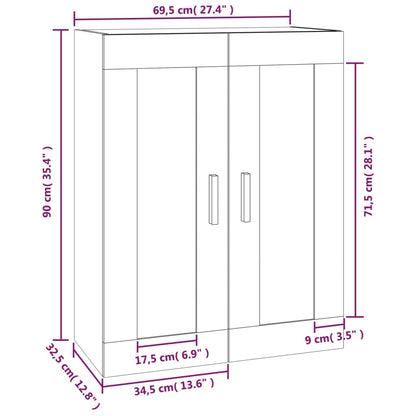 Mobile a Parete Nero 69,5x32,5x90 cm in Legno Multistrato - homemem39