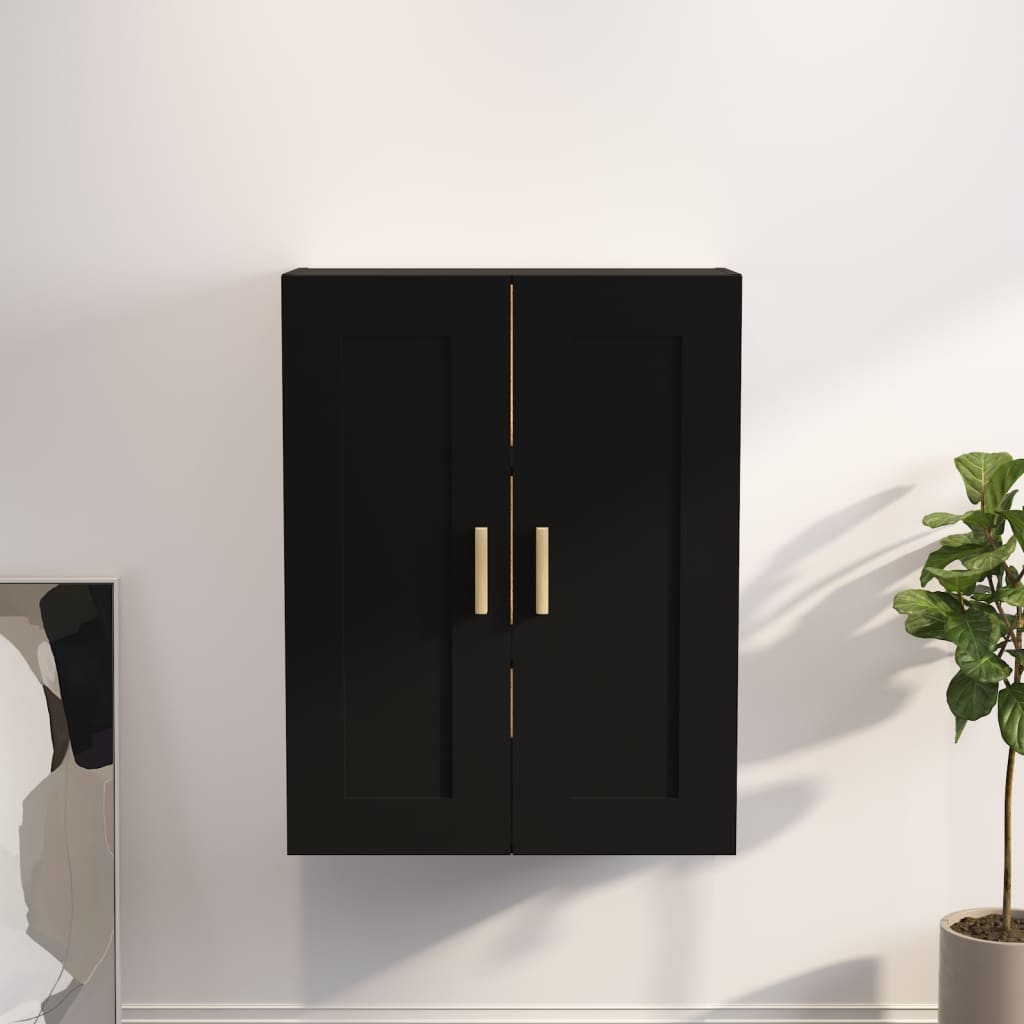 Mobile a Parete Nero 69,5x32,5x90 cm in Legno Multistrato - homemem39