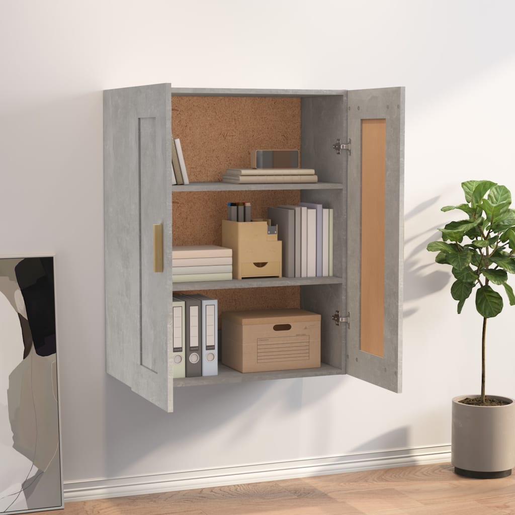 Mobile a Parete Grigio Cemento 69,5x32,5x90cm Legno Multistrato - homemem39