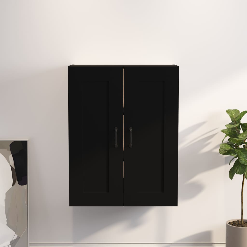 Armadietto Pensile a Parete Nero 69,5x32,5x90 cm - homemem39