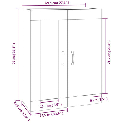 Armadietto Pensile a Parete Bianco Lucido 69,5x32,5x90 cm - homemem39