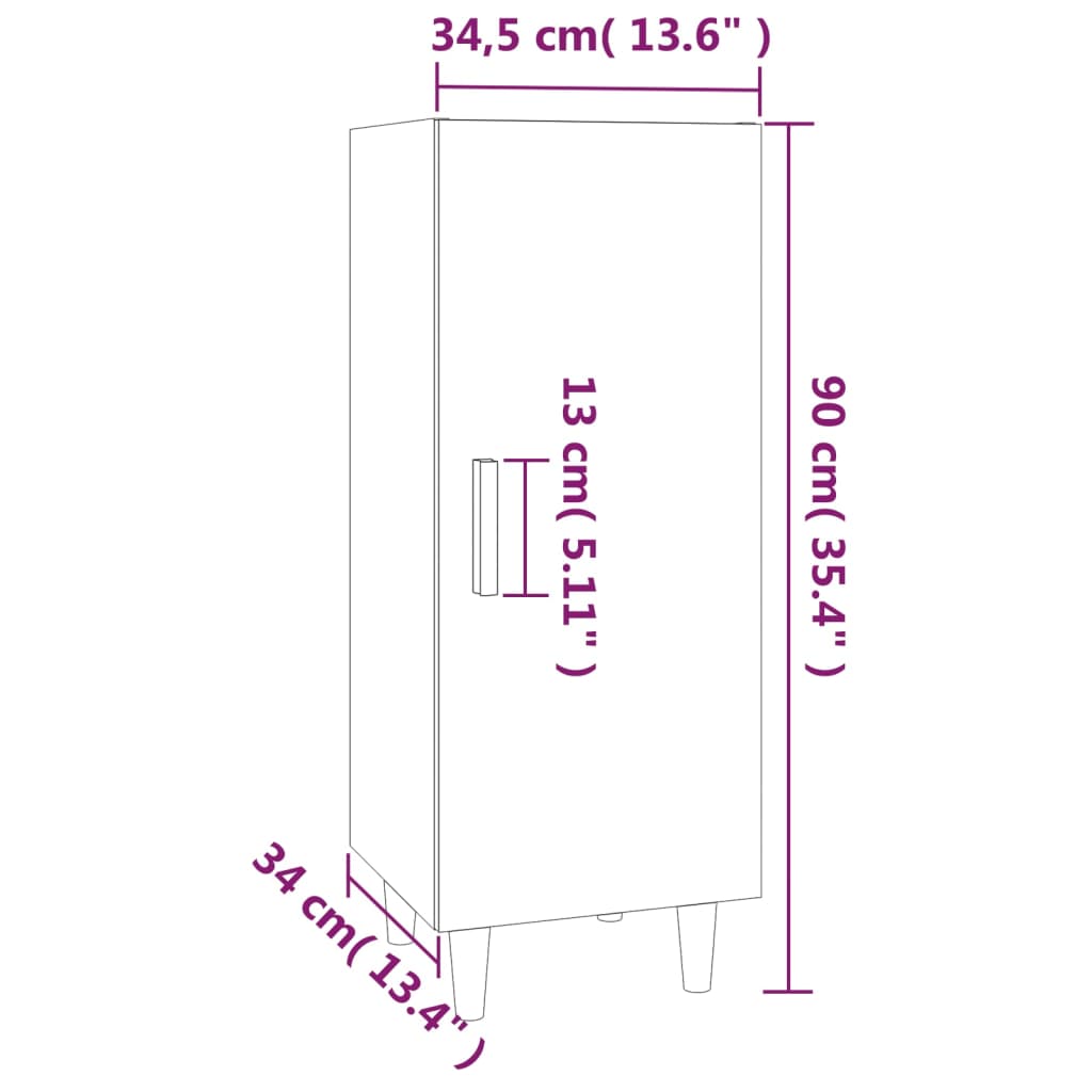 Credenza Nera 34,5x34x90 cm in Legno Multistrato - homemem39