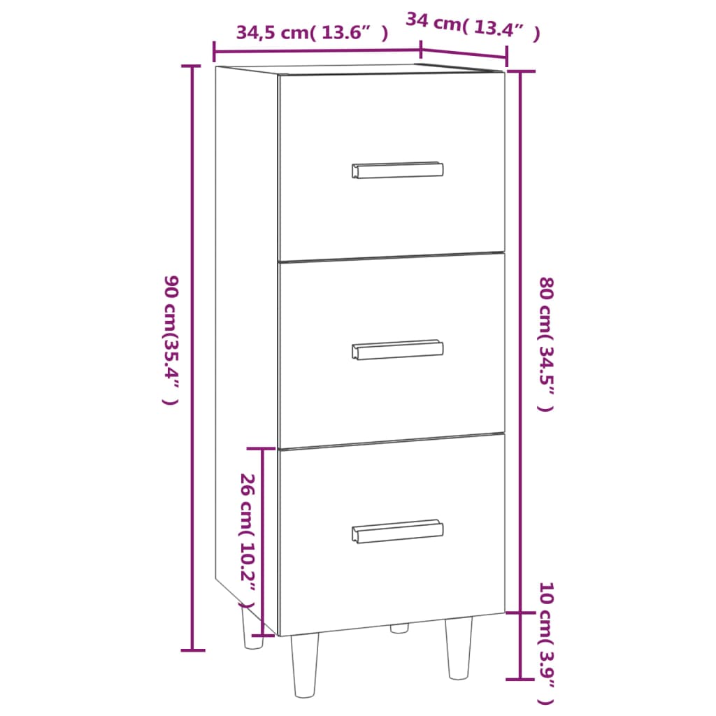 Credenza Rovere Sonoma 34,5x34x90 cm in Legno Multistrato - homemem39