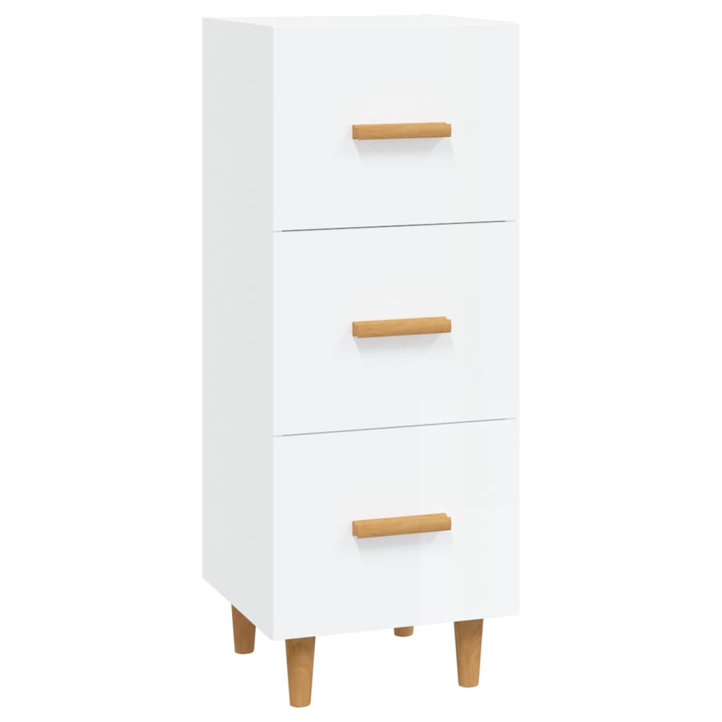 Credenza Bianco Lucido 34,5x34x90 cm in Legno Multistrato - homemem39