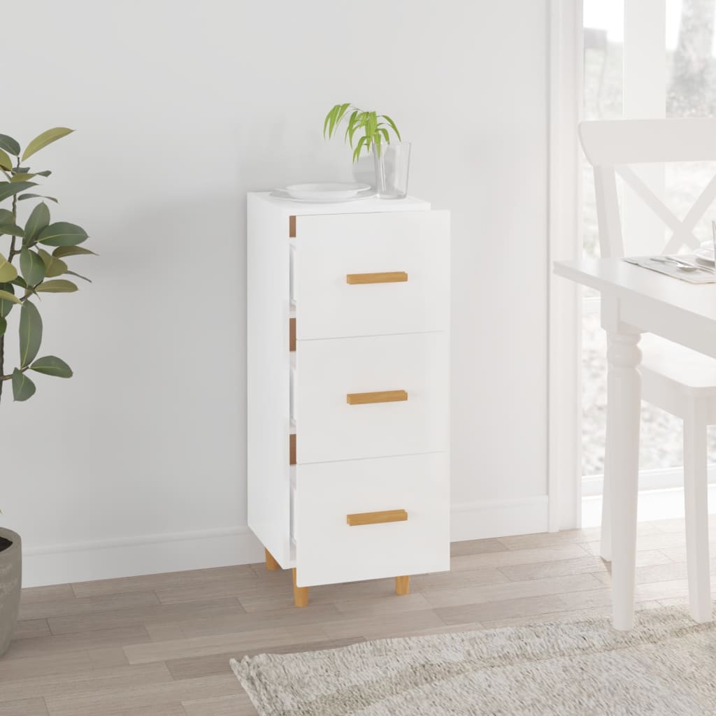 Credenza Bianco Lucido 34,5x34x90 cm in Legno Multistrato - homemem39