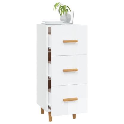 Credenza Bianco Lucido 34,5x34x90 cm in Legno Multistrato - homemem39