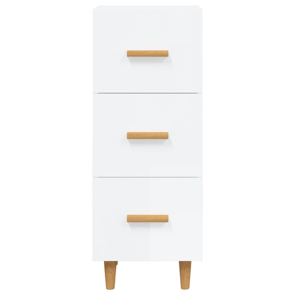 Credenza Bianco Lucido 34,5x34x90 cm in Legno Multistrato - homemem39