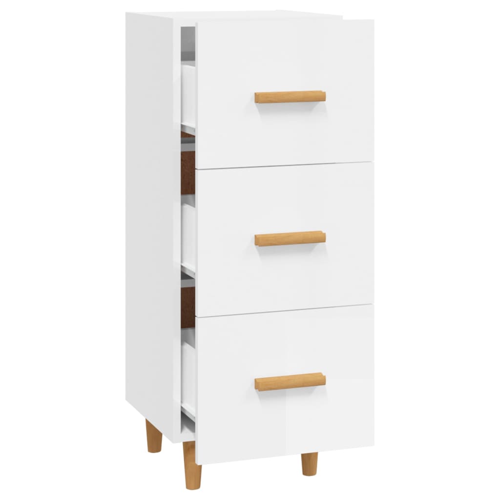 Credenza Bianco Lucido 34,5x34x90 cm in Legno Multistrato - homemem39