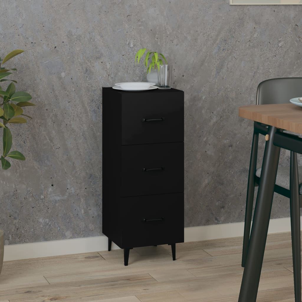 Credenza Nero 34,5x34x90 cm in Legno Multistrato - homemem39