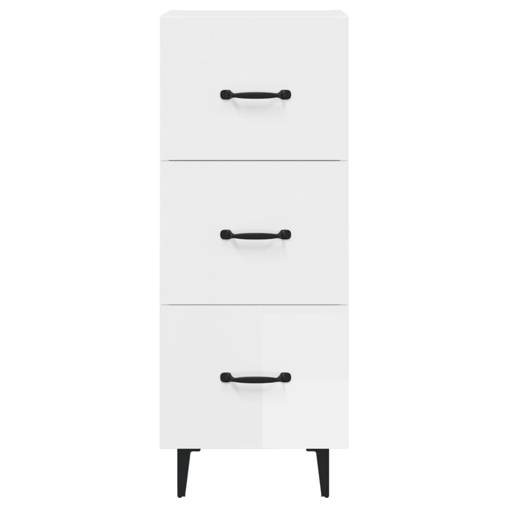 Credenza Bianco Lucido 34,5x34x90 cm in Legno Multistrato - homemem39