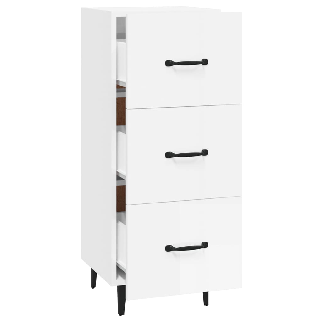 Credenza Bianco Lucido 34,5x34x90 cm in Legno Multistrato - homemem39