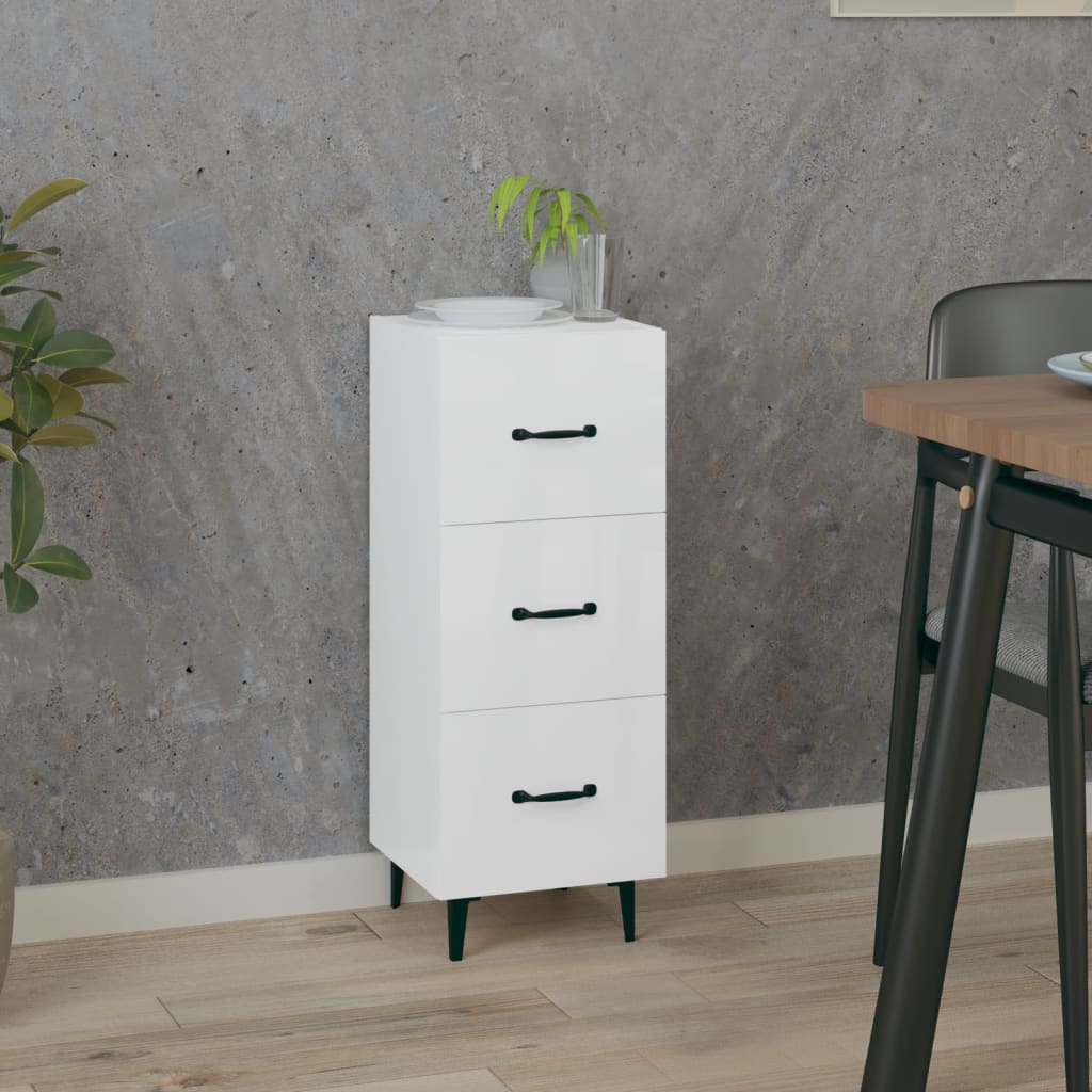 Credenza Bianco Lucido 34,5x34x90 cm in Legno Multistrato - homemem39