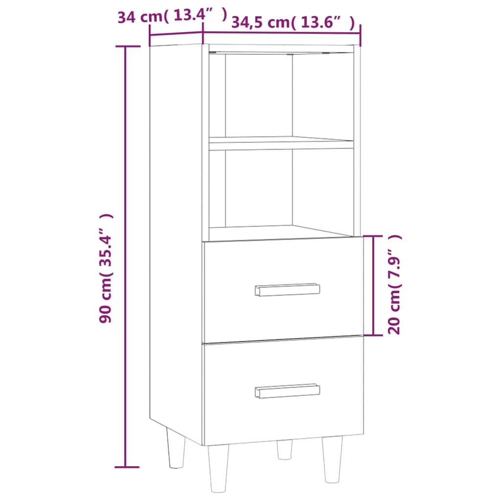 Credenza 34,5x34x90 cm in Legno Multistrato Bianco Lucido - homemem39