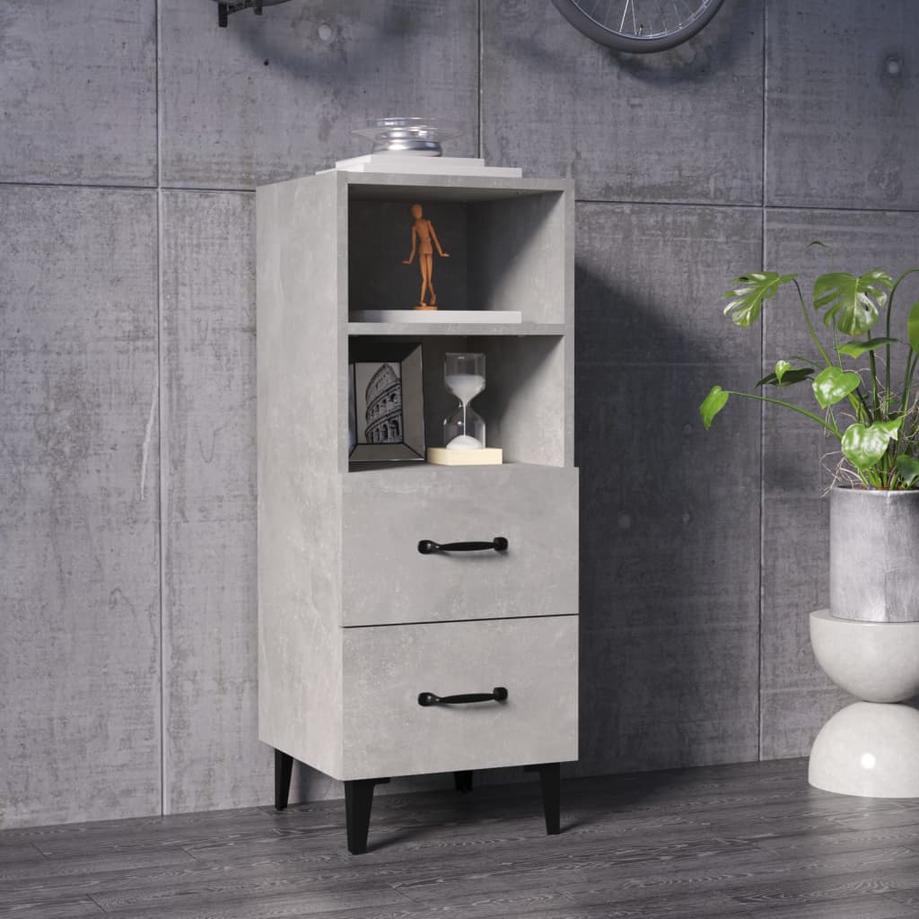 Credenza Grigio Cemento 34,5x34x90 cm in Legno Multistrato - homemem39