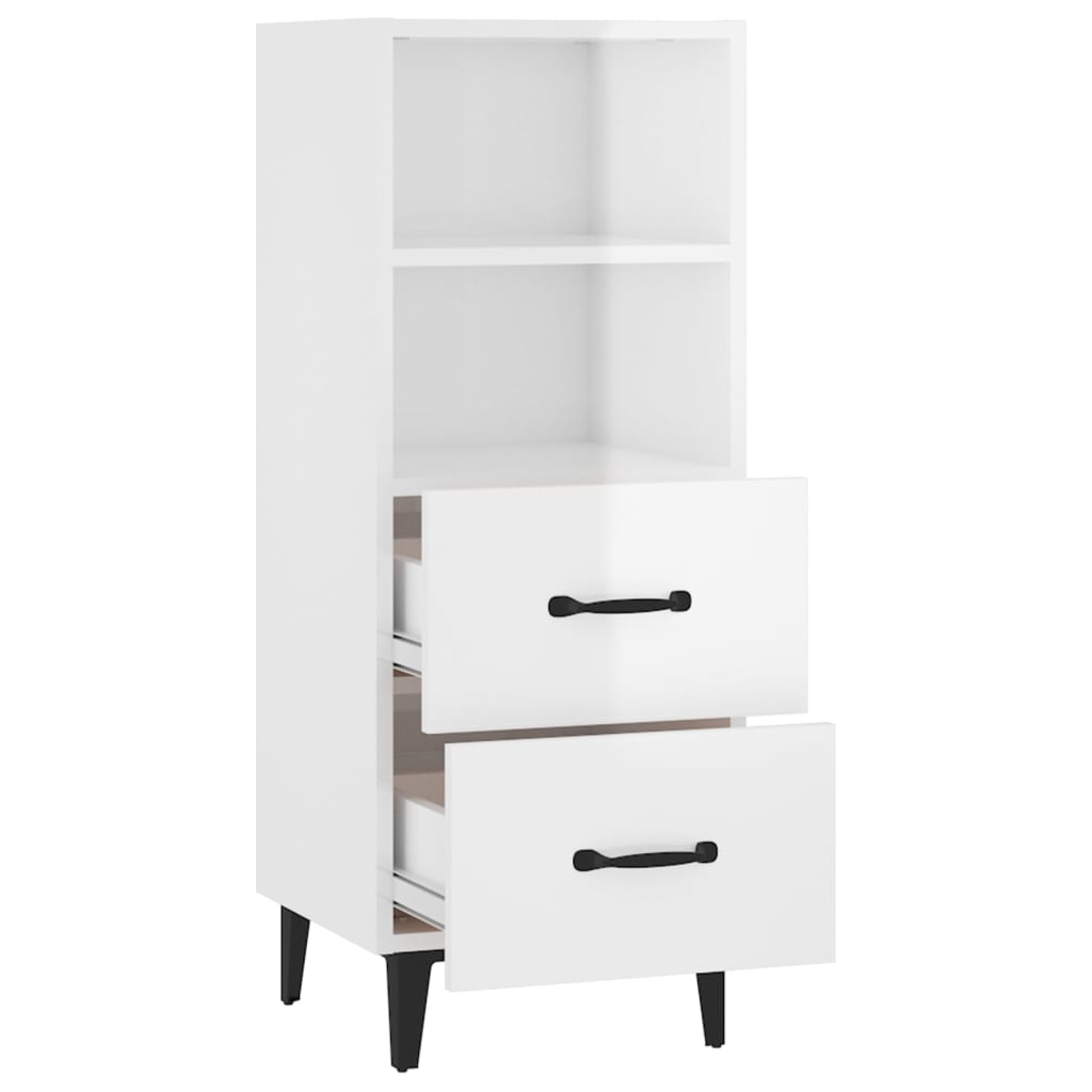 Credenza 34,5x34x90 cm in Legno Multistrato Bianco Lucido - homemem39