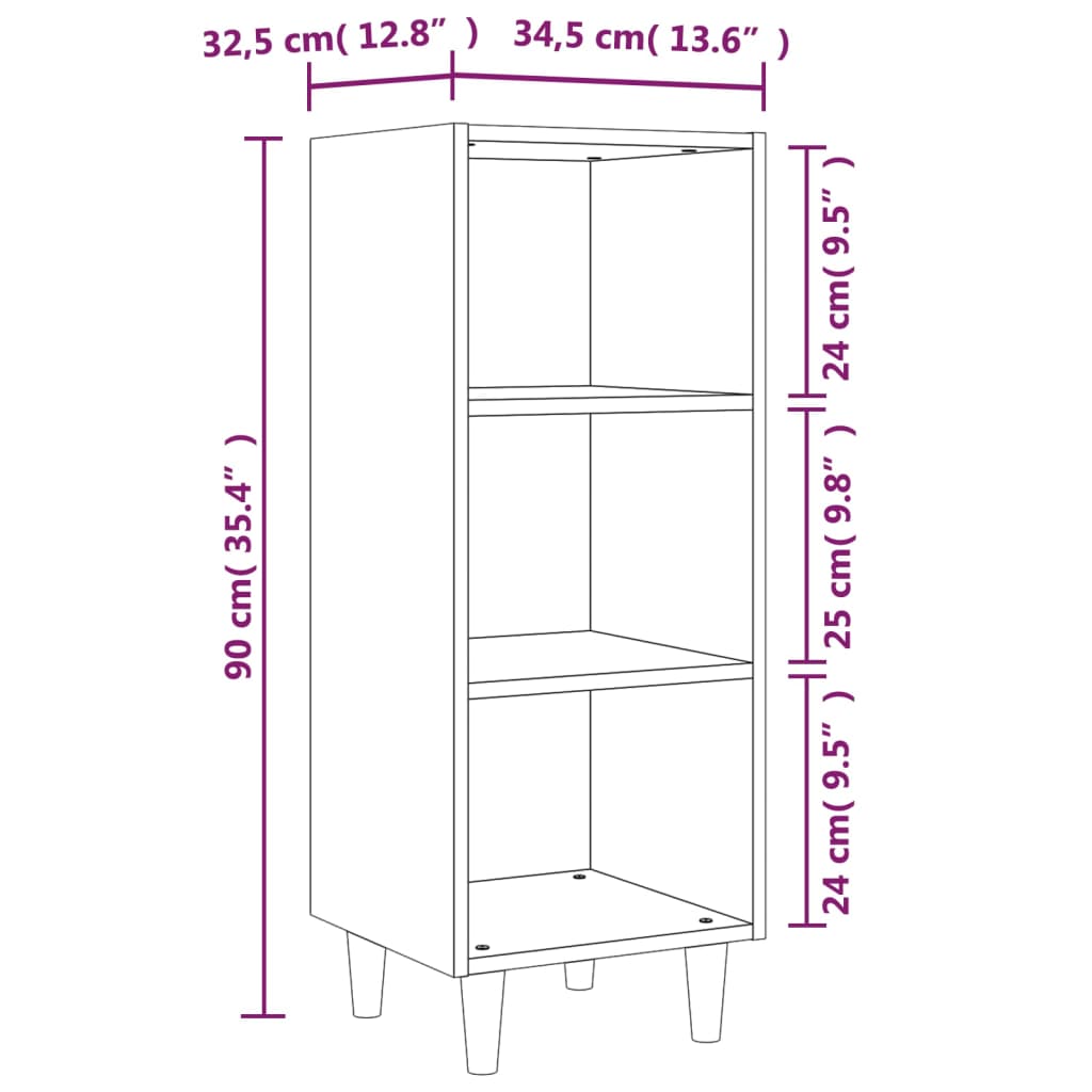 Credenza Nera 34,5x32,5x90 cm in Legno Multistrato - homemem39