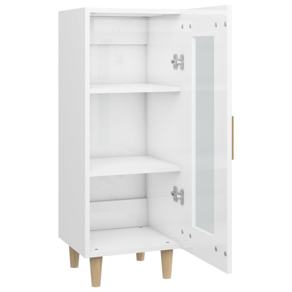 Credenza Bianco Lucido 34,5x34x90 cm in Legno Multistrato - homemem39