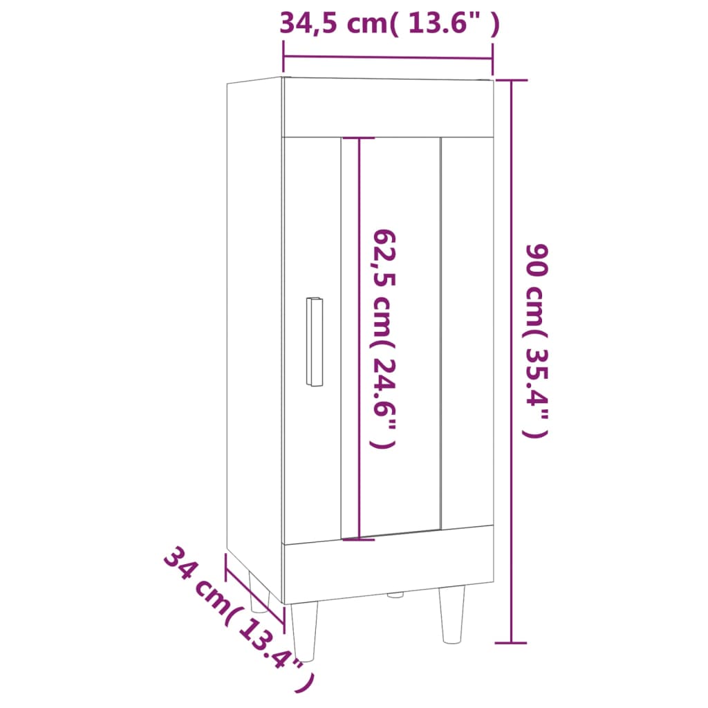 Credenza Bianco Lucido 34,5x34x90 cm in Legno Multistrato - homemem39