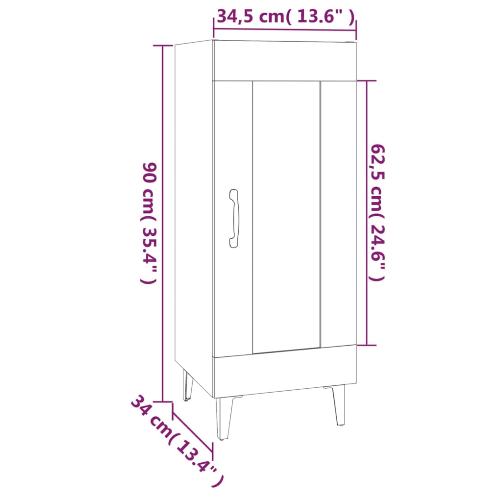 Credenza Bianca 34,5x34x90 cm in Legno Multistrato - homemem39