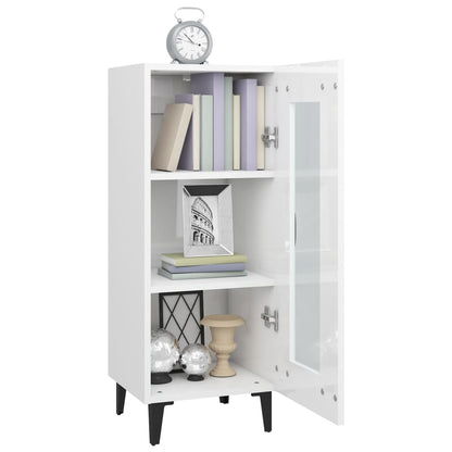 Credenza Bianco Lucido 34,5x34x90 cm in Legno Multistrato - homemem39