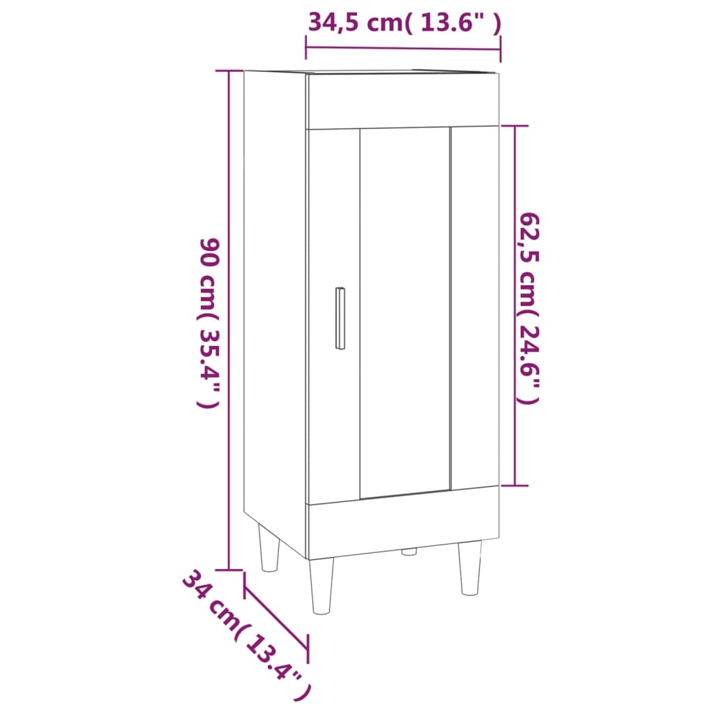 Credenza Bianca 34,5x34x90 cm in Legno Multistrato - homemem39