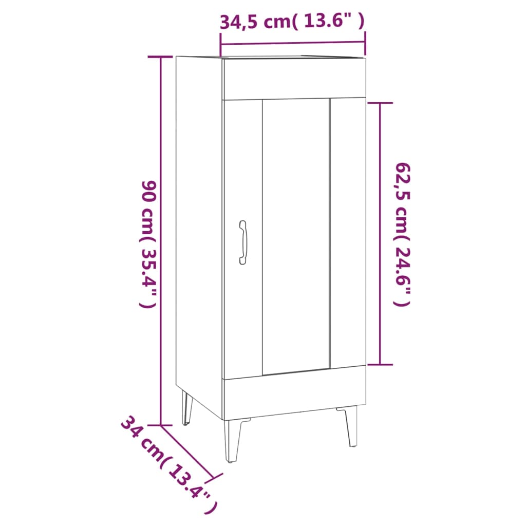 Credenza Bianca 34,5x34x90 cm in Legno Multistrato - homemem39