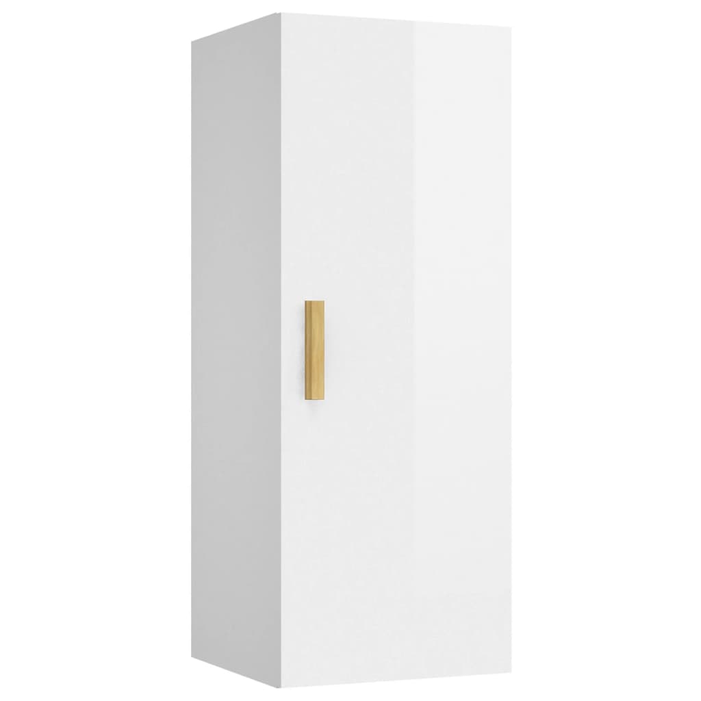 vidaXL Mobile Parete Bianco Lucido 34,5x34x90 cm in Legno Multistrato - homemem39