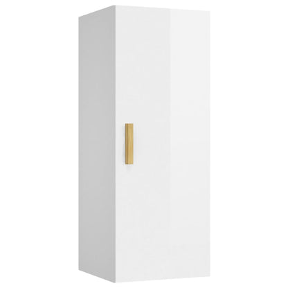 vidaXL Mobile Parete Bianco Lucido 34,5x34x90 cm in Legno Multistrato - homemem39