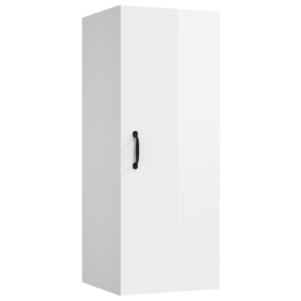 Mobile Parete Bianco Lucido 34,5x34x90 cm in Legno Multistrato - homemem39