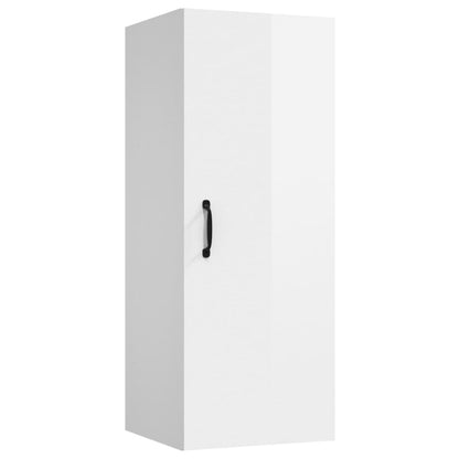 Mobile Parete Bianco Lucido 34,5x34x90 cm in Legno Multistrato - homemem39