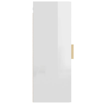 Armadietto Pensile a Parete Bianco Lucido 34,5x34x90 cm - homemem39