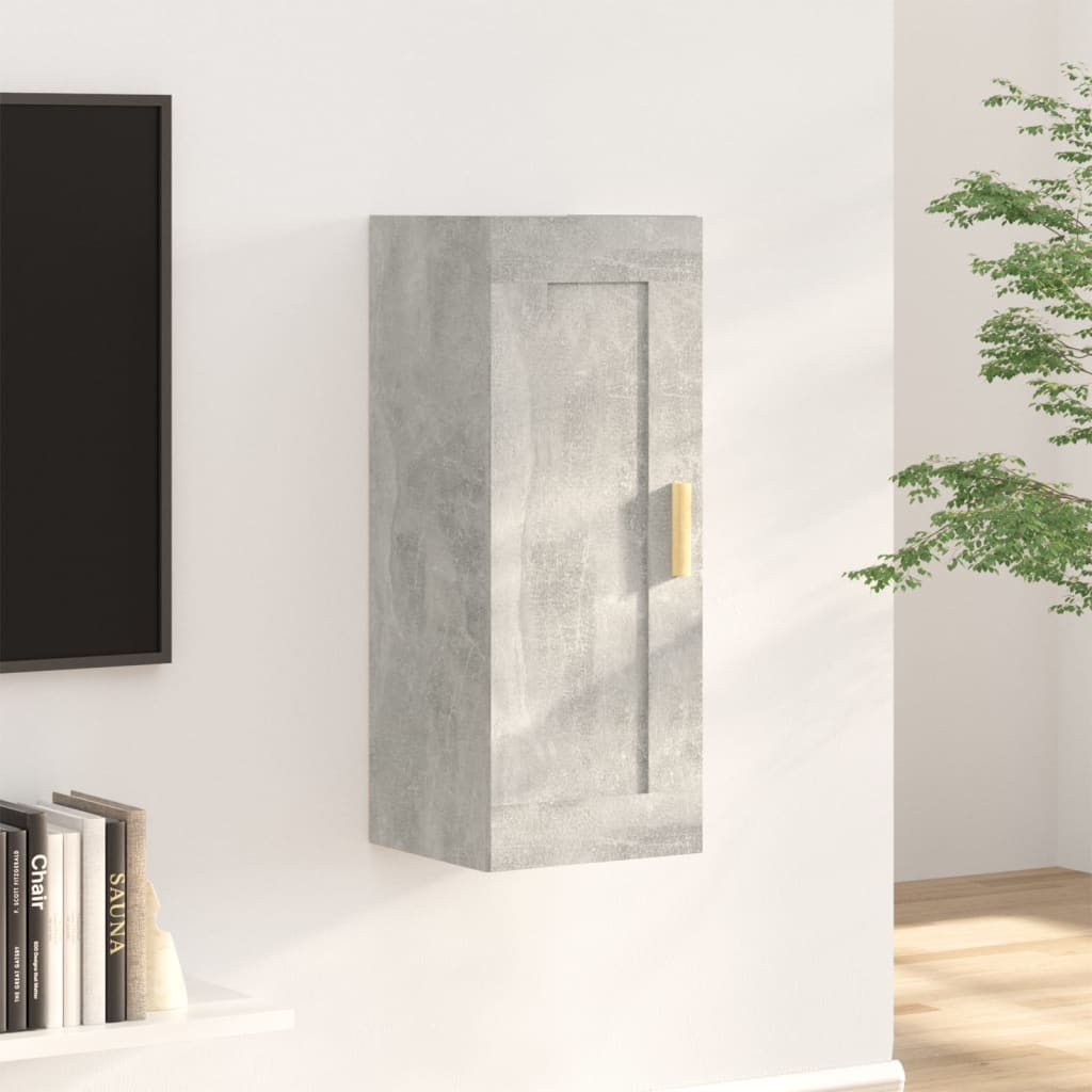 Armadietto a Muro Grigio Cemento 35x34x90 cm Legno Multistrato - homemem39