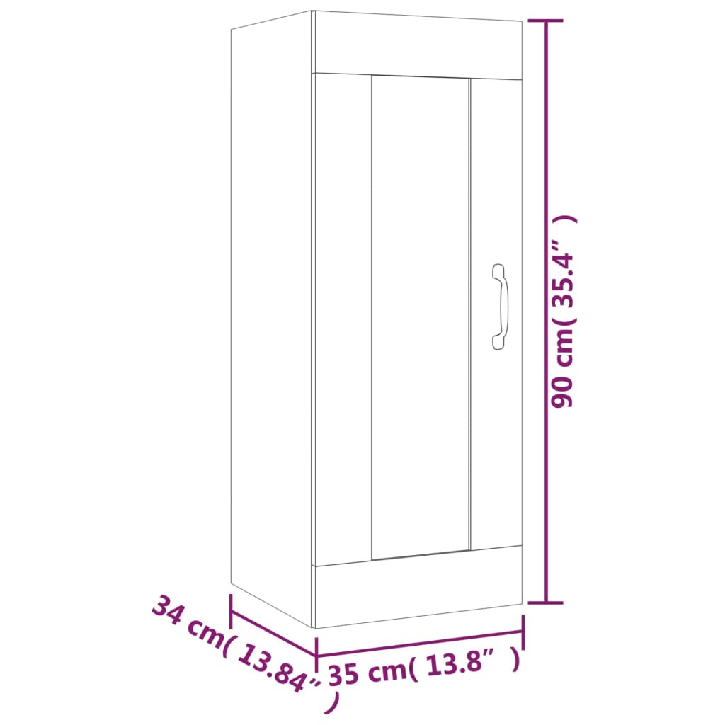 Mobile Pensile Bianco 35x34x90 cm in Legno Multistrato - homemem39