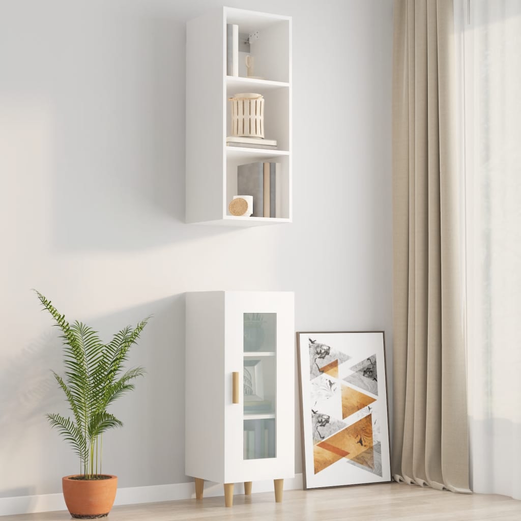 Armadietto a Muro Bianco 34,5x32,5x90 cm in Legno Multistrato - homemem39